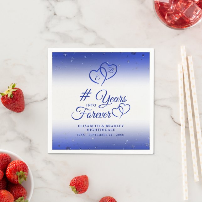 Sapphire Anniversary Hearts YEARS INTO FOREVER Napkin (Insitu)