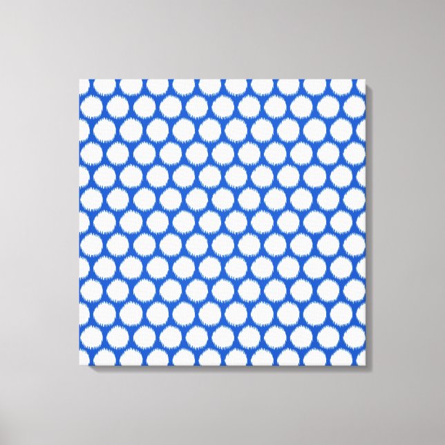 Sapphire Asian Moods Ikat Dots Canvas Print (Front)