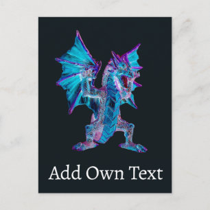 Sapphire Blaze Dragon Wyvern Magical Inferno Beast Postcard