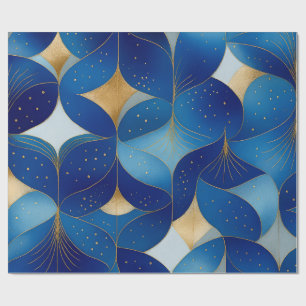 Sapphire Bloom & Gold Foil Gift Wrap