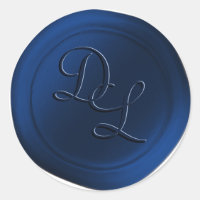 Sapphire Blue 2 Letter Monogram Wax Seal Stickers