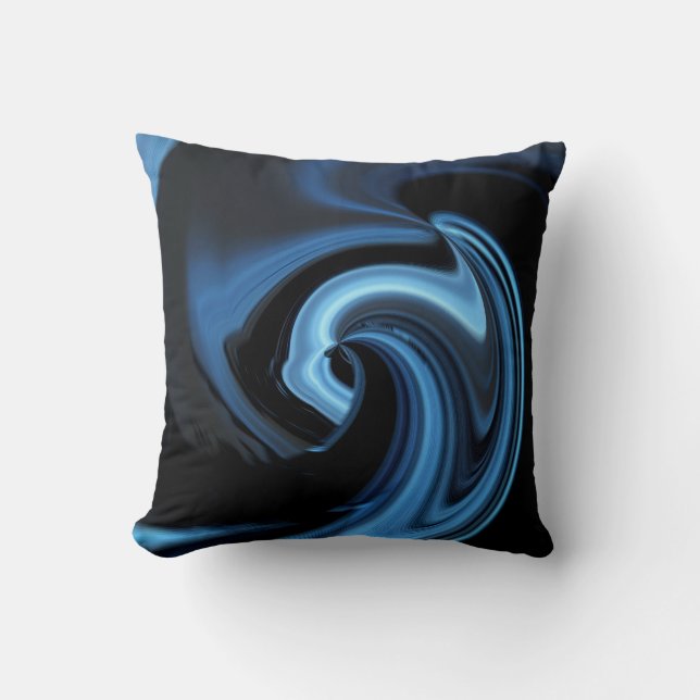 Sapphire Blue Abstract Heart Throw Pillow (Front)