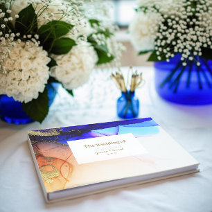 Sapphire Blue Abstract Wedding Guest Book