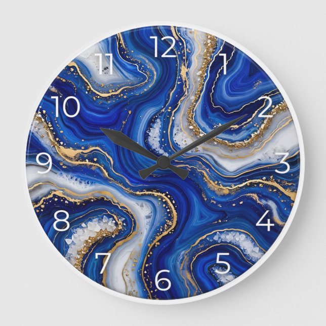 Sapphire Blue Agate Epoxy Wall Clock (Front)
