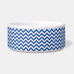 Sapphire Blue and Antique White Chevron Stripes