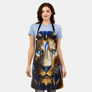 Sapphire Blue And Gold Lion, Apron