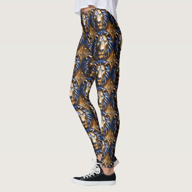 Sapphire Blue And Gold Lion, Leggings (Left)