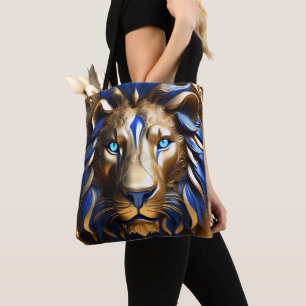 Sapphire Blue And Gold Lion, Tote Bag