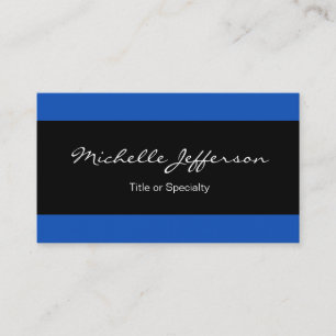Sapphire Blue Black Lined Contemporary Trendy Business Card