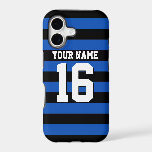 Sapphire Blue Black Sports Jersey Preppy Stripe