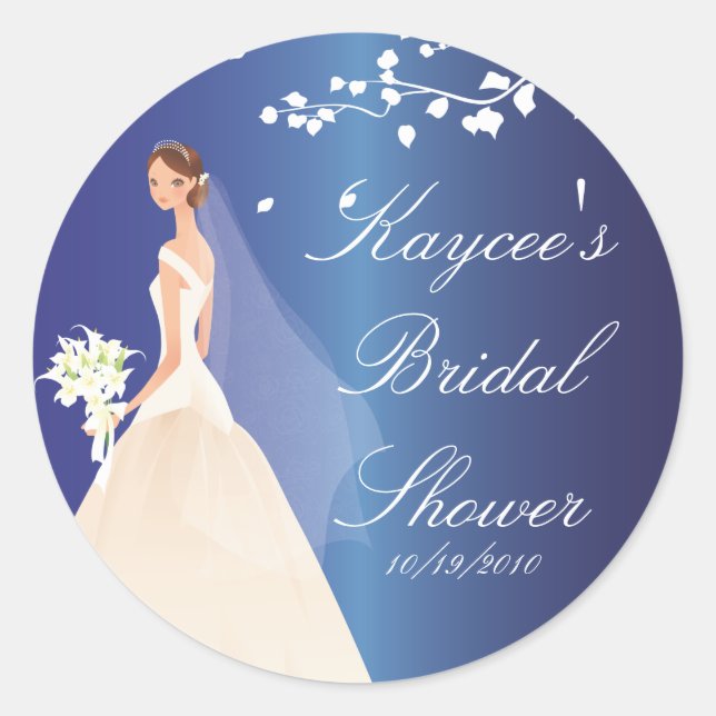 Sapphire Blue Bride Bridal Shower Sticker (Front)