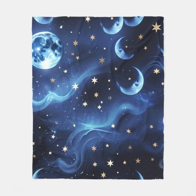 Sapphire Blue Celestial Moon Blanket – Luxury Seam (Front)