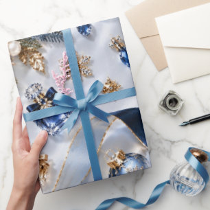 Sapphire Blue Champagne Christmas Wrapping Paper