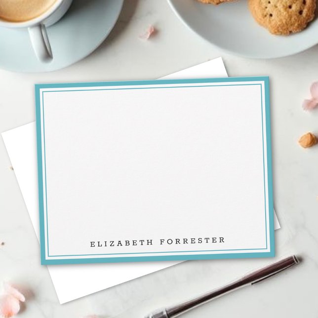 Sapphire Blue Classic Double Border Correspondence Card (Creator Uploaded)