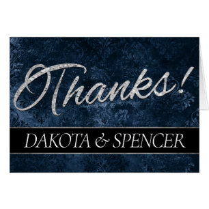 Sapphire Blue   Cobalt Grunge Blank Thank You Card