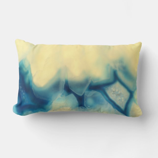 Sapphire Blue Cream Agate Geode Crystal Patterns Lumbar Cushion (Front)