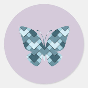Sapphire Blue Diamond Harlequin butterfly Classic Round Sticker