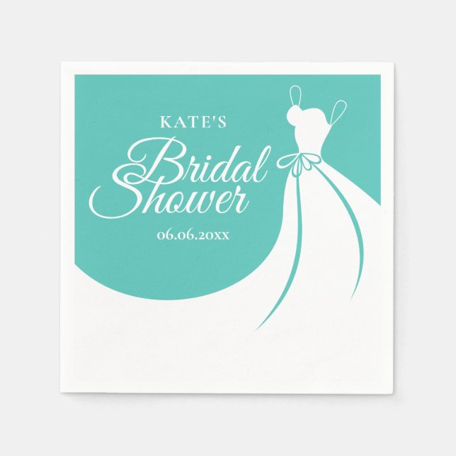 Sapphire Blue Elegant Gown Bridal Shower Napkin (Front)
