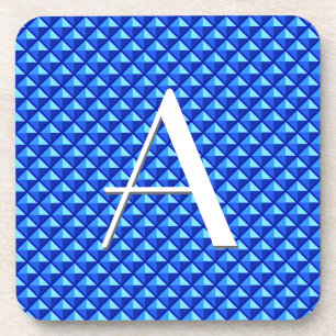 Sapphire blue, enamel look, studded grid coaster