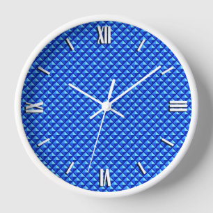 Sapphire blue, enamel look, studded grid wall clock