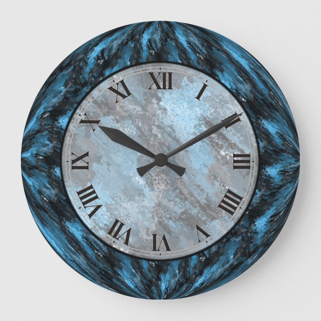 Sapphire Blue Faux Marble Wall Clock (Front)