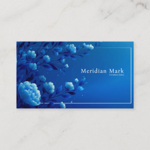 Sapphire Blue Floral Modern Geometric Elegant Business Card