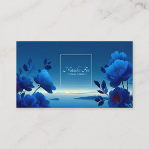 Sapphire Blue Floral Modern Geometric Ocean Business Card