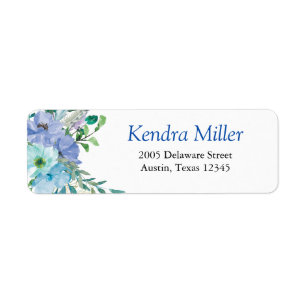 Sapphire Blue Floral Return Address
