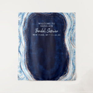 Sapphire Blue Geode Shower Photo Prop Backdrop Tapestry