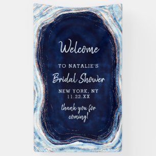Sapphire Blue Geode Slice Bridal Shower Welcome Banner