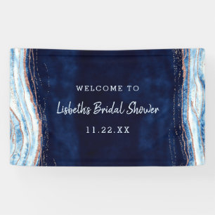 Sapphire Blue Geode Slice Bridal Shower Welcome Banner