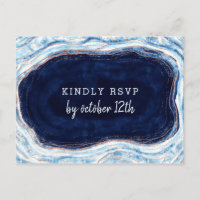 Sapphire Blue Geode Slice Wedding Meal Choice RSVP