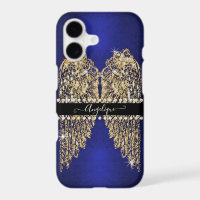 Sapphire Blue Gold Angel Wings w Diamond Jewels