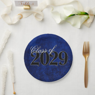 Sapphire Blue Graduation   Cobalt Grunge Grad Year Paper Plate
