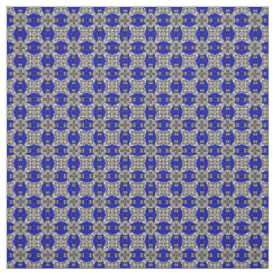 Sapphire Blue Grey and White Repeat Tile Pattern Fabric