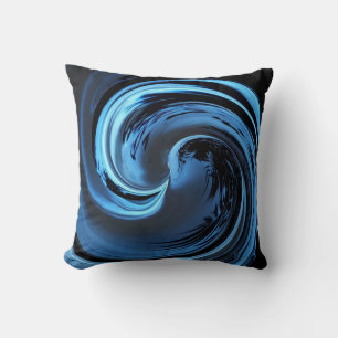 Sapphire Blue Island Wave Throw Pillow
