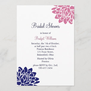 Sapphire Blue Lotus Flower Bridal Shower Invitation