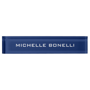Sapphire Blue Minimalist Plain Legible Modern Nameplate