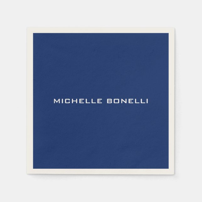 Sapphire Blue Minimalist Plain Legible Modern Napkin (Front)