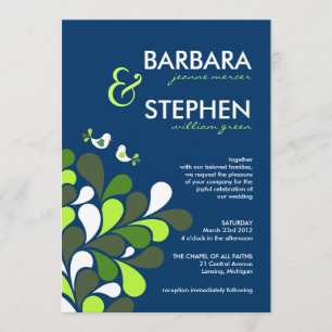 Sapphire Blue & Mint Green Wedding Invitations