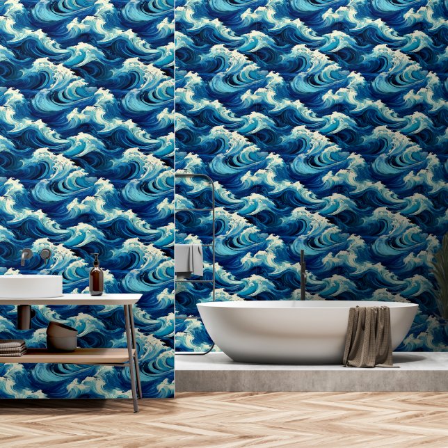 Sapphire Blue Ocean Wallpaper (Bathroom)