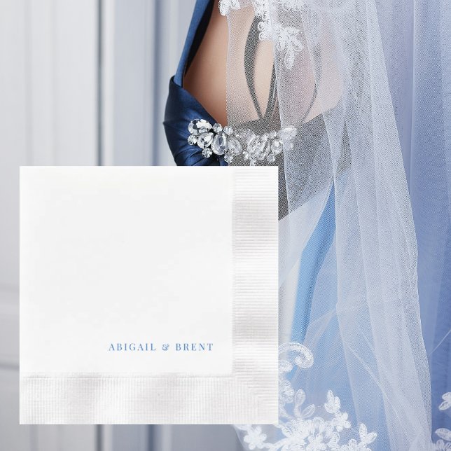 Sapphire Blue Personalised Coined Wedding Napkin (Creator Uploaded)