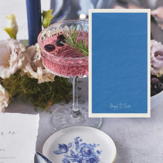 Sapphire Blue Personalised Wedding  Napkin (Creator Uploaded)