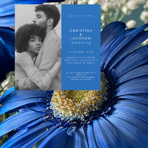 Sapphire Blue Photo Square Wedding Invitation