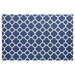 Sapphire Blue Quatrefoil Pattern Fabric