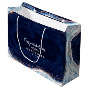 Sapphire Blue Rose Gold Congratulations Wedding Large Gift Bag