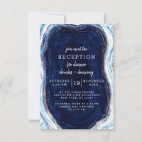 Sapphire Blue Rose Gold Geode Wedding Reception