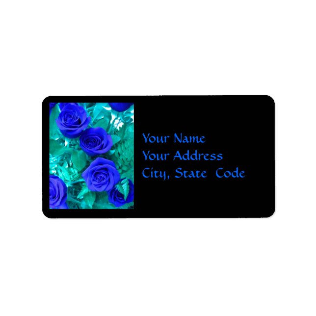 Sapphire Blue Roses Address label (Front)