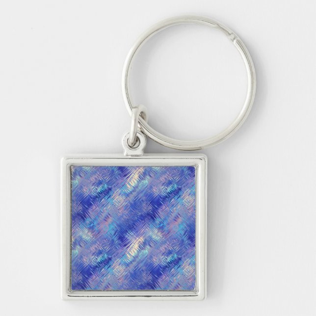 Sapphire Blue Scribbled Texture Key Ring (Front)