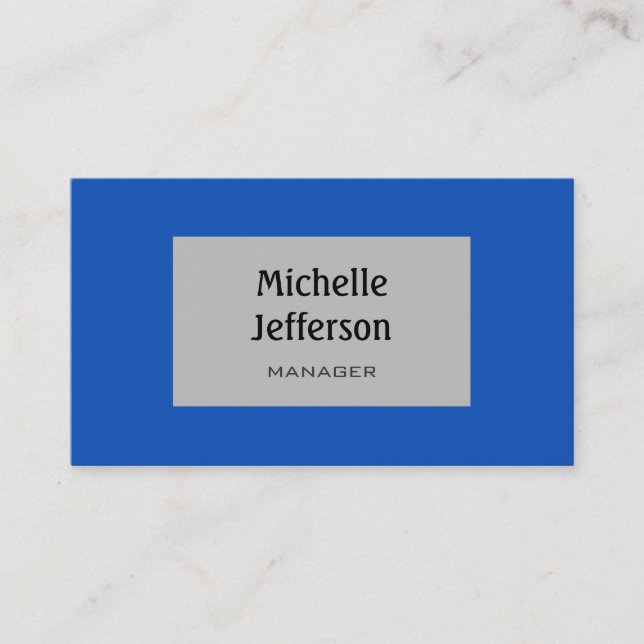 Sapphire Blue Silver Grey Trendy Business Card (Front)